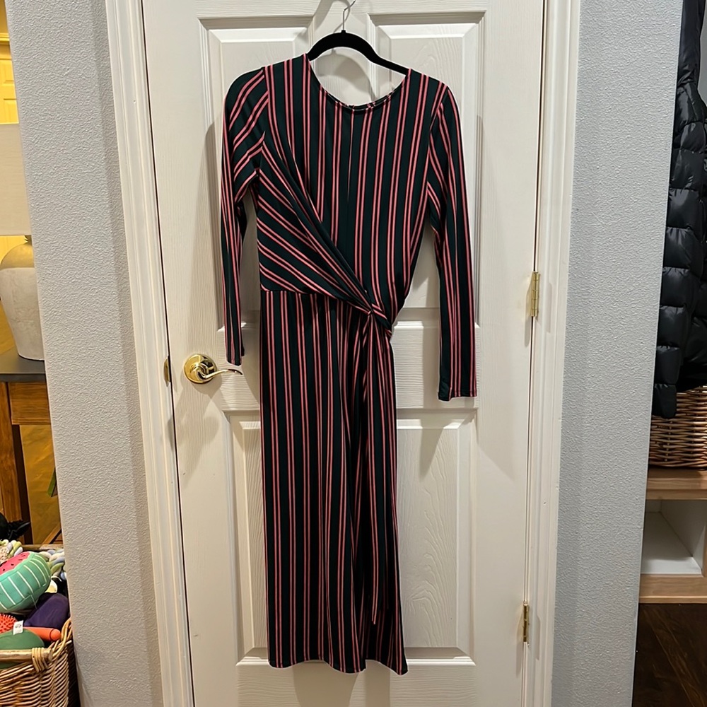 Amusement Pink Striped Twist Front Long Sleeve Jumpsuit